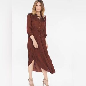 CHICO’S Wrinkle Pleat Dress in Rich Mahogany - NEW w/ Tags - Size 3
